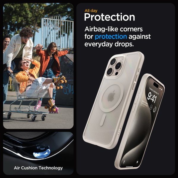 Spigen iPhone 15 Pro Max Cover Ultra Hybrid MagFit Frost Natural Titanium