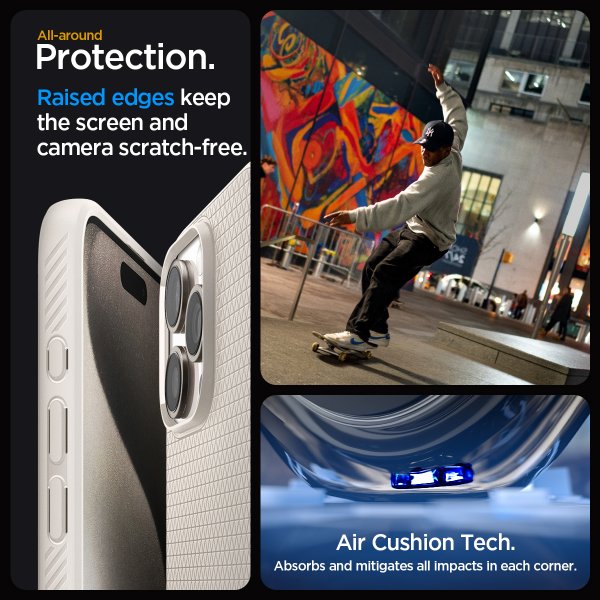 Spigen iPhone 15 Pro Max Cover Liquid Air Natural Titanium