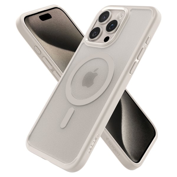 Spigen iPhone 15 Pro Cover Ultra Hybrid MagFit Frost Natural Titanium