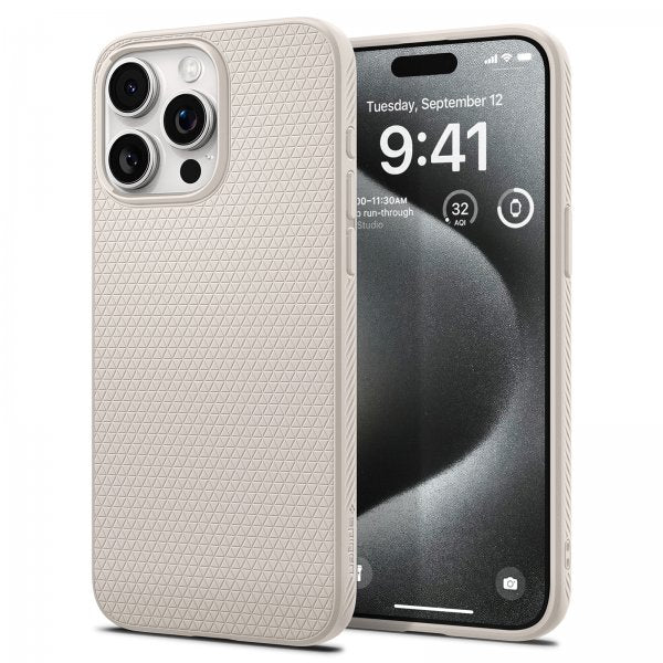Spigen iPhone 15 Pro Cover Liquid Air Natural Titanium