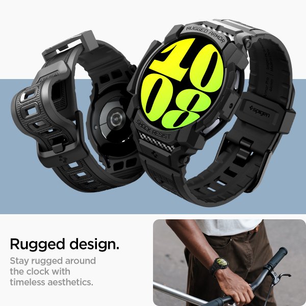 Spigen Samsung Galaxy Watch 7 40mm Rem og Cover Rugged Armor Pro Mat Sort