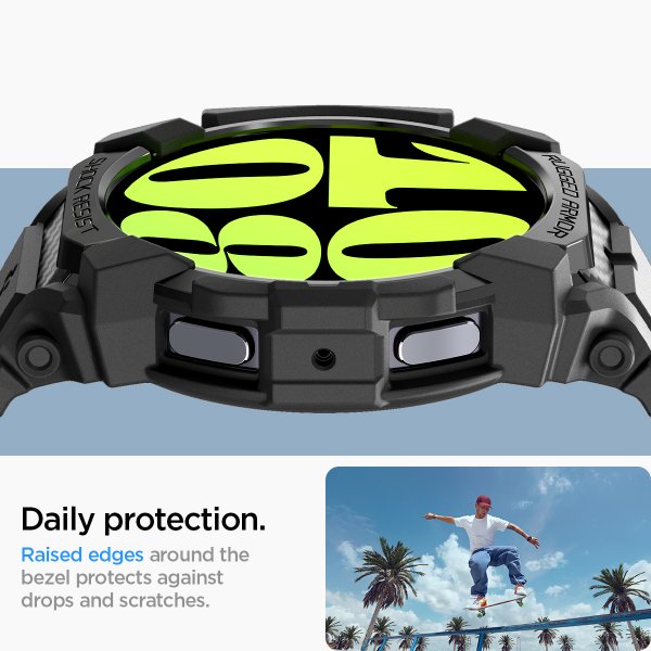 Spigen Samsung Galaxy Watch 7 40mm Rem og Cover Rugged Armor Pro Mat Sort