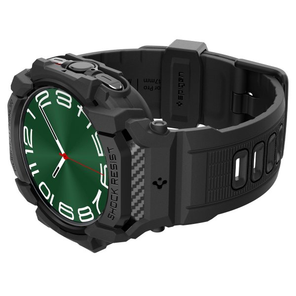 Spigen Samsung Galaxy Watch Ultra Armbånd og Etui Rugged Armor Pro Matte Black
