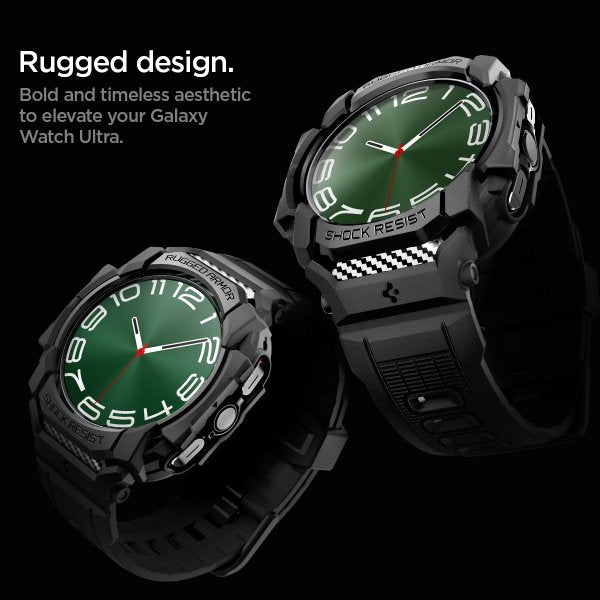Spigen Samsung Galaxy Watch Ultra Armbånd og Etui Rugged Armor Pro Matte Black
