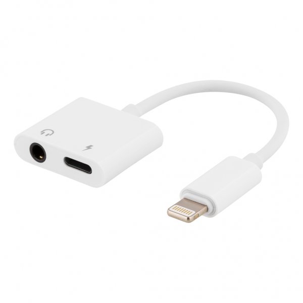 Deltaco Adapter Lightning til 3.5mm Hvid