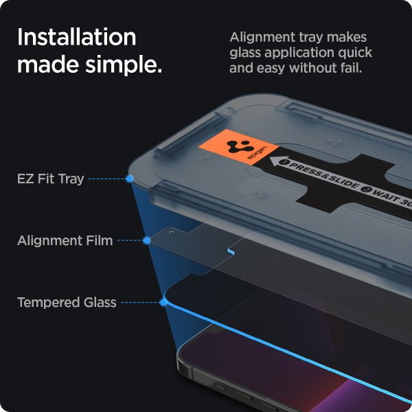 Spigen iPhone 13 Pro Max/iPhone 14 Plus Skærmbeskyttelse GLAS.tR EZ Fit Privacy 2-pak