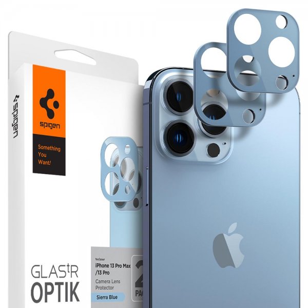 Spigen iPhone 13 Pro/iPhone 13 Pro Max Kamerabeskyttelse Glas.tR Optik 2-pak Sierra Blue