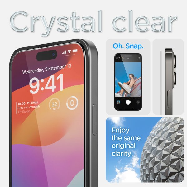 Spigen iPhone 15 Plus Skærmbeskyttelse GLAS.tR EZ Fit FC Sort 2-pak