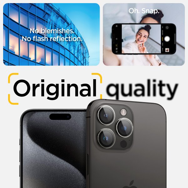 Spigen iPhone 14/15/16/17 Pro & Pro Max Kamerabeskyttelse GLAS.tR EZ Fit Optik Pro 2-pak Crystal Clear