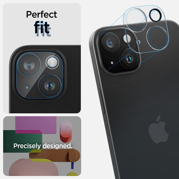 Spigen iPhone 14/15/14 Plus/15 Plus Kamerabeskyttelsesglas.tR Optik Crystal Clear 2-pak