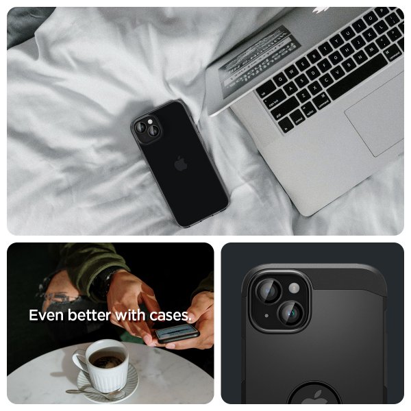Spigen iPhone 14/15/14 Plus/15 Plus Kamerabeskyttelse GLAS.tR EZ Fit Optik Pro Crystal Clear 2-pak