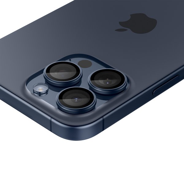 Spigen iPhone 15 Pro/iPhone 15 Pro Max Kamerabeskyttelse GLAS.tR EZ Fit Optik Pro 2-pak Blue Titanium