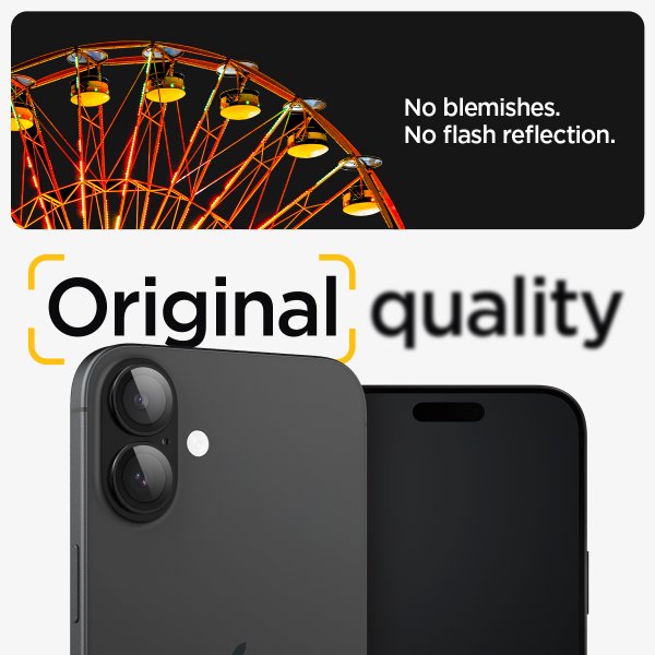 Spigen iPhone 16/iPhone 16 Plus Kamerabeskyttelse GLAS.tR EZ Fit Optik Pro 2-pak Sort