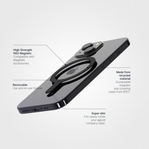 agood company Aftagelig MagSafe-ring Sort