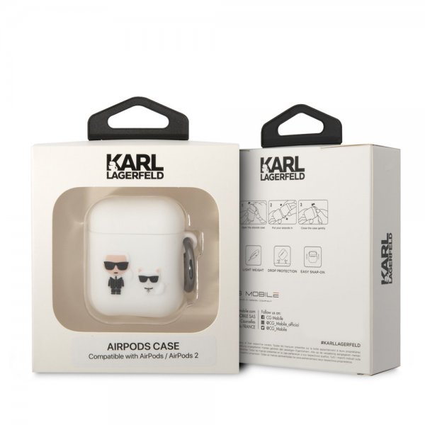 Karl Lagerfeld AirPods 1/2 Skal 3D Logo Hvid
