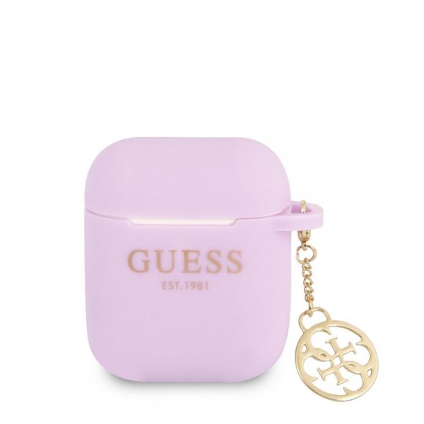 Guess AirPods 1/2 Cover Classic Logo 4G Charm Lilla