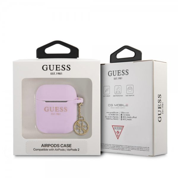 Guess AirPods 1/2 Cover Classic Logo 4G Charm Lilla