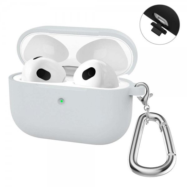 Enkay AirPods 3 Skal i Silikone med Karabin Grå