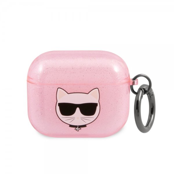 Karl Lagerfeld AirPods 3 Cover Embossed Choupette Glitter Rosa