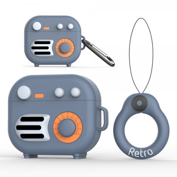 AirPods 3 Cover Silikone 3D Retro Radio Grå