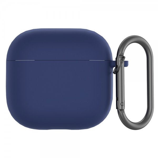 AirPods 4 Silikone Cover med Karabinhage Mørkeblå