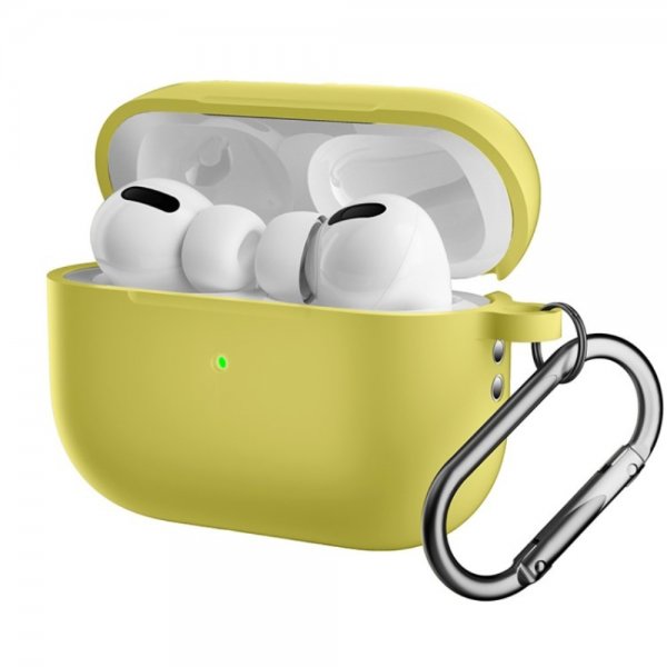 AirPods Pro 2 Cover i Silikone med Karabinhage Gul