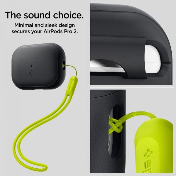 Spigen AirPods Pro 2 Skal Silicone Fit + Rem Sort