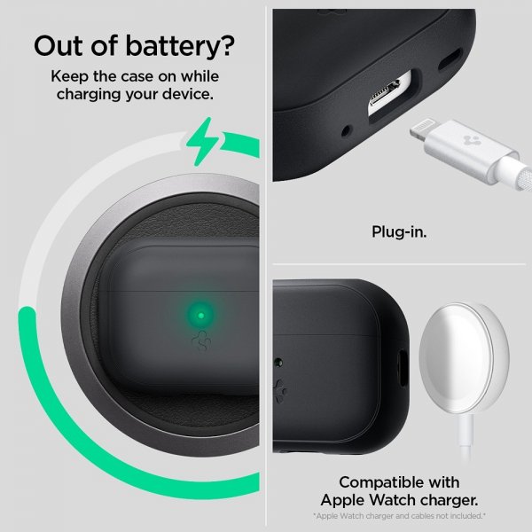 Spigen AirPods Pro 2 Skal Silicone Fit + Rem Sort
