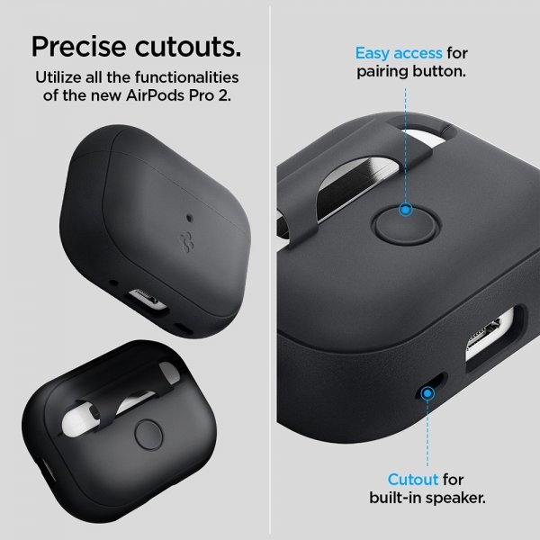 Spigen AirPods Pro 2 Skal Silicone Fit + Rem Sort