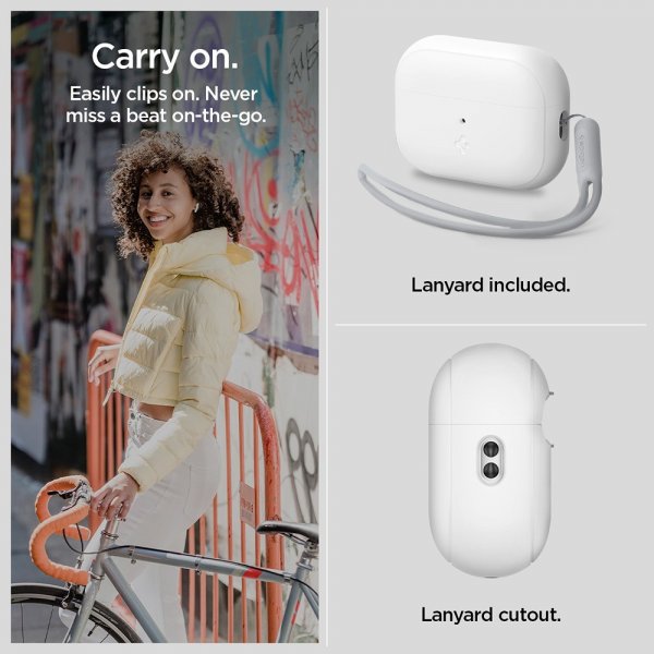 Spigen AirPods Pro 2 Cover Silicone Fit + Rem Hvid