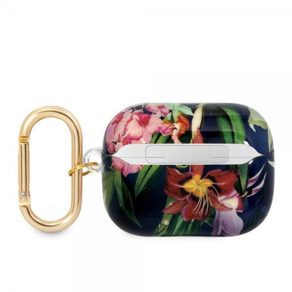Guess AirPods Pro Etui Blomsterprint & Guldkrog Blå