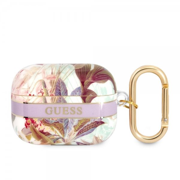 Guess AirPods Pro Cover Blomsterprint & Guldkrog Lilla
