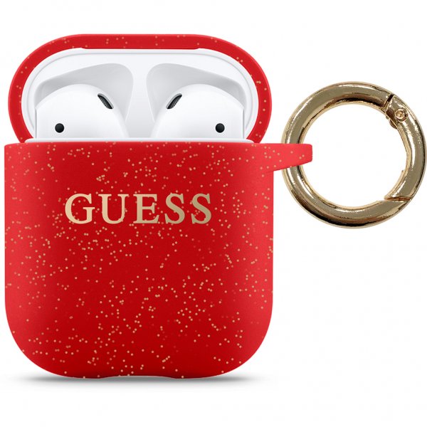 Guess AirPods (1/2) Cover Glitter Rød