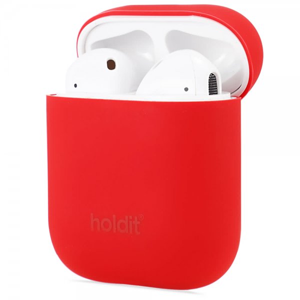 holdit AirPods (1/2) Cover Silikone Nygård Ruby Red