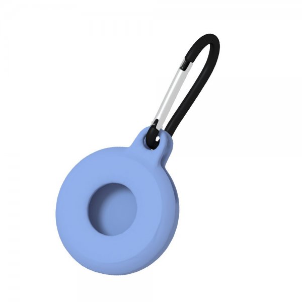 Apple AirTag Holder i silikone med karabinhage Lyseblå