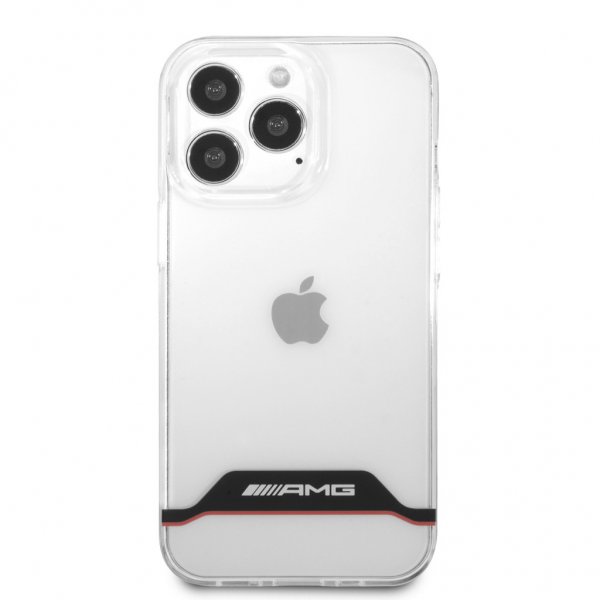 AMG iPhone 13 Pro Cover Elektrobelagte Horisontale Striber Rød Transparent