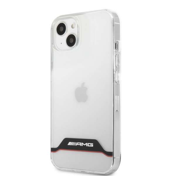 AMG iPhone 13 Mini Cover Elektrobelagt Horisontale Striber Rød Gennemsigtig