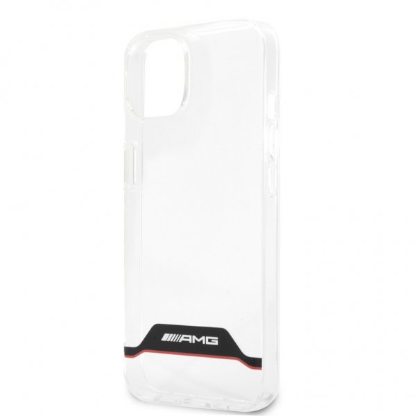AMG iPhone 13 Mini Cover Elektrobelagt Horisontale Striber Rød Gennemsigtig
