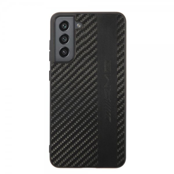 AMG Samsung Galaxy S21 FE Cover Læder Stribe Carbon Sort