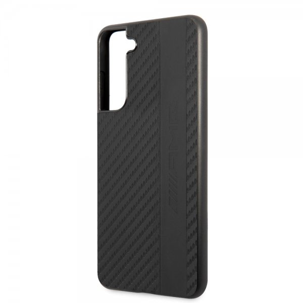 AMG Samsung Galaxy S21 FE Cover Læder Stribe Carbon Sort