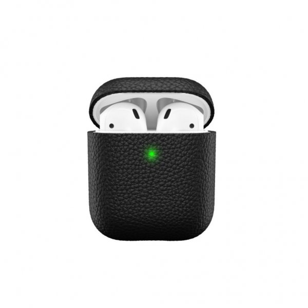 KeyBudz AirPods (1/2) Cover PodSkinz Ægte Læder Sort