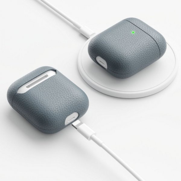 KeyBudz AirPods (1/2) Cover PodSkinz Ægte Læder Skifer
