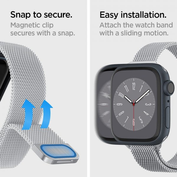 Spigen Apple Watch 38/40/41/42mm Armbånd Metal Fit Sølv