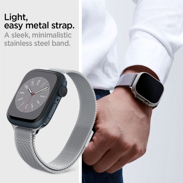 Spigen Apple Watch 38/40/41/42mm Armbånd Metal Fit Sølv