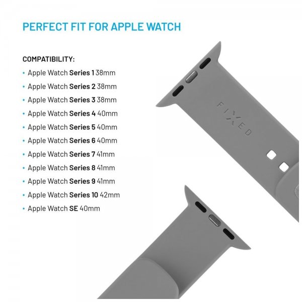 Fastmonteret Apple Watch 38/40/41/42mm Armbånd Silikone Sporty Rem Grå