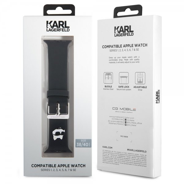 Karl Lagerfeld Apple Watch 38/40/41/42mm Rem Gummi NFT Choupette Sort