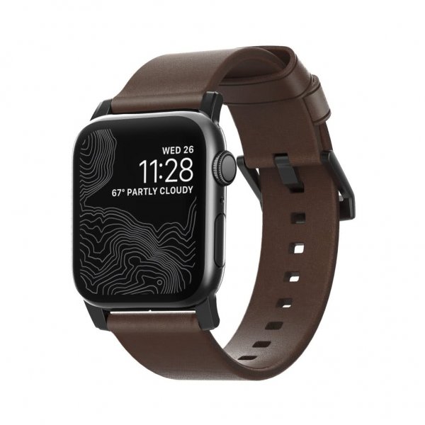 Nomad Apple Watch 38/40/41/42mm Rem Modern Band Black Hardware Rustic Brown