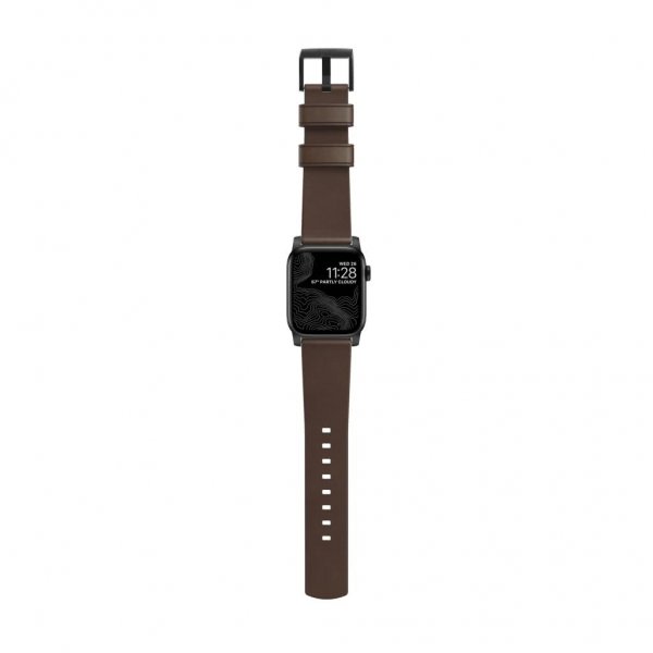 Nomad Apple Watch 38/40/41/42mm Rem Modern Band Black Hardware Rustic Brown