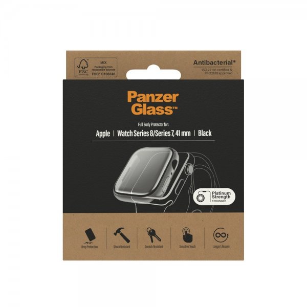 PanzerGlass Apple Watch 41mm Skal med Skærmbeskyttelse Full Body Protector D3O Sort