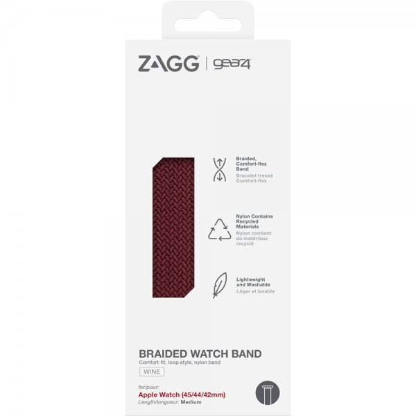 Gear4 Apple Watch 44/45/46mm/Apple Watch Ultra Armbånd Flettet Urrem Medium Wine